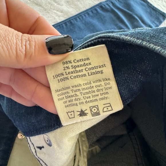 Daou Denim Co. Dark Wash High Rise Skinny Jeans Leather Patch Size 27 - Picture 7 of 10